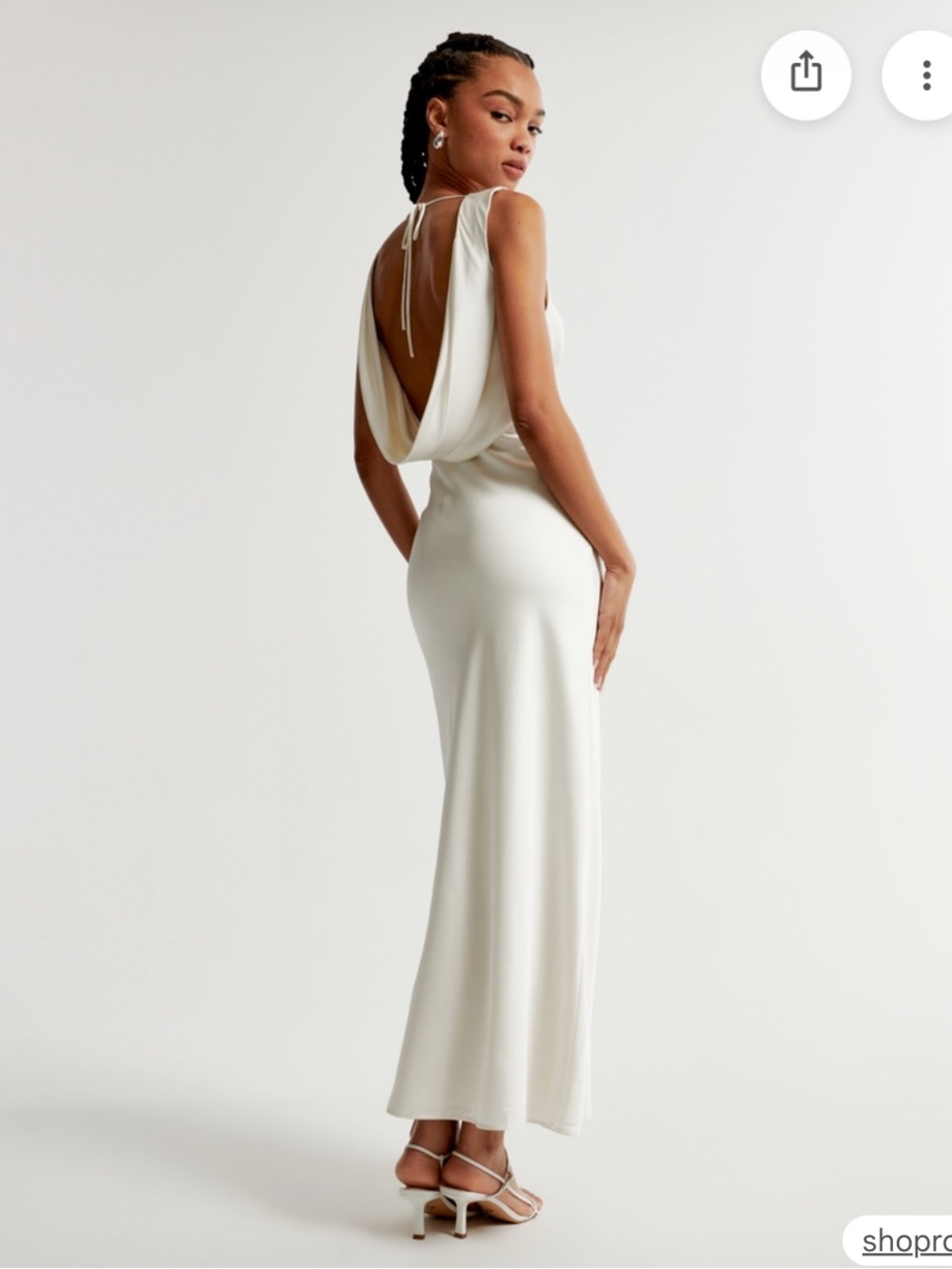 Abercrombie & Fitch White Plunge Cowl Back Maxi Dress